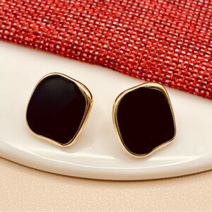 Elegant Black and Gold Stud Earrings